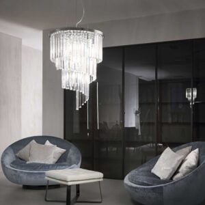 IDEAL LUX Κρεμαστό Φωτιστικό Οροφής CARLTON 12xE14 Χρώματος Χρωμίου – 166247