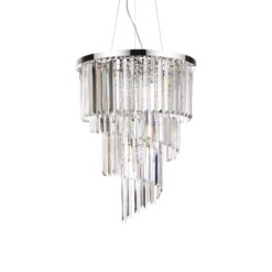 IDEAL LUX Κρεμαστό Φωτιστικό Οροφής CARLTON 12xE14 Χρώματος Χρωμίου – 166247