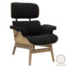 Relax armchair Mirto pakoworld solid wood walnut-fabric black 80x80x96.5cm 167-000001