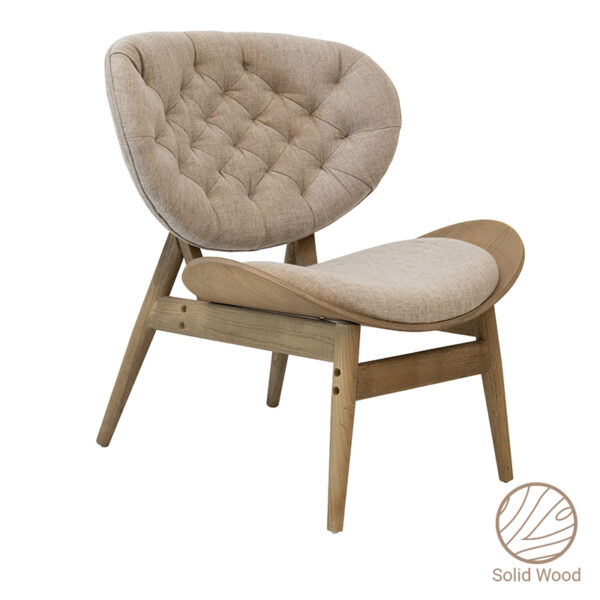 Relax armchair Udalle pakoworld solid wood walnut-fabric beige-brown 77x70x82cm 167-000005