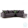 Corner sofa  Romantic pakoworld left corner fabric dark grey-dark green 290x235x95cm 168-000035