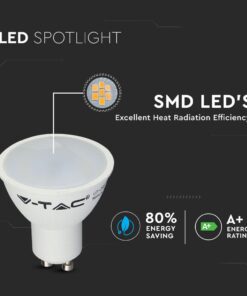 LED SPOT Λάμπα GU10 4.5W V-TAC Θερμό 3000K – 211685