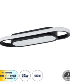 GloboStar® IGOR 61216 Φωτιστικό Οροφής Linear Design LED CCT 24W 2880lm 210° AC 220-240V – Εναλλαγή Φωτισμού μέσω Διακόπτη On/Off All In One Ψυχρό 6000k+Φυσικό 4500k+Θερμό 2700k Μ41 x Π13 x Υ4.5cm – Μαύρο – 3 Years Warranty