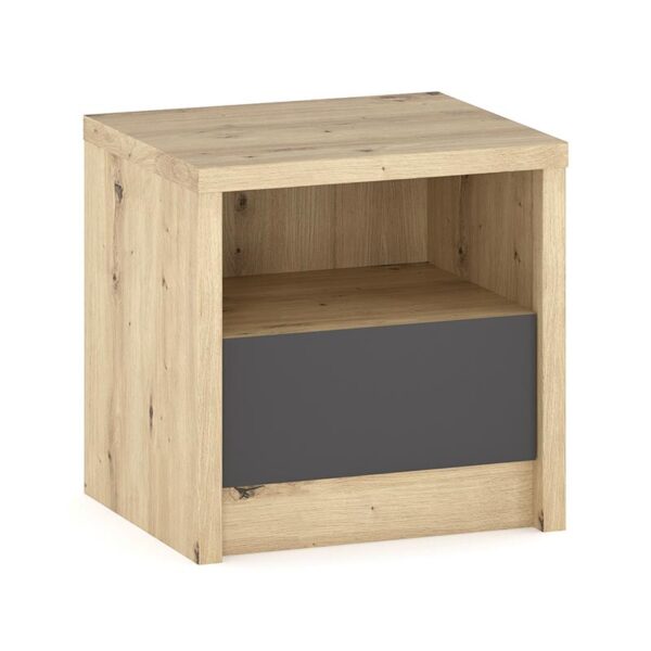 Nightstand Lavinia pakoworld with 1 drawer anthracite-sonoma color 46.5x39.5x45.5cm 173-000002