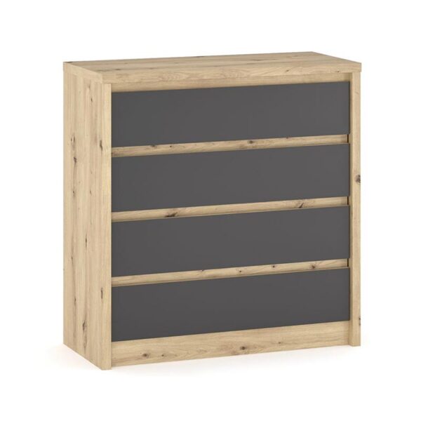 Chest of 4 drawers Lavinia pakoworld anthracite-sonoma 89x39.5x92cm 173-000003