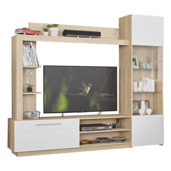 Living room complex June pakoworld sonoma-white color 204x35x177cm 173-000043
