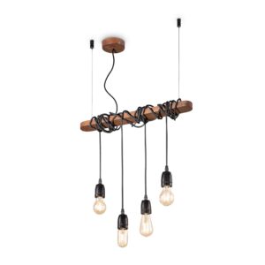 IDEAL LUX Κρεμαστό Φωτιστικό ELECTRIC 4xE27 Ξύλο Μαύρου Χρώματος – 176352
