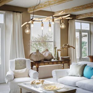 IDEAL LUX Κρεμαστό Φωτιστικό DRIFTWOOD 6xE27 Ξύλο – 180922