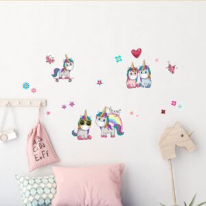 Colorful Unicorns αυτοκόλλητα τοίχου L Ango – 18116