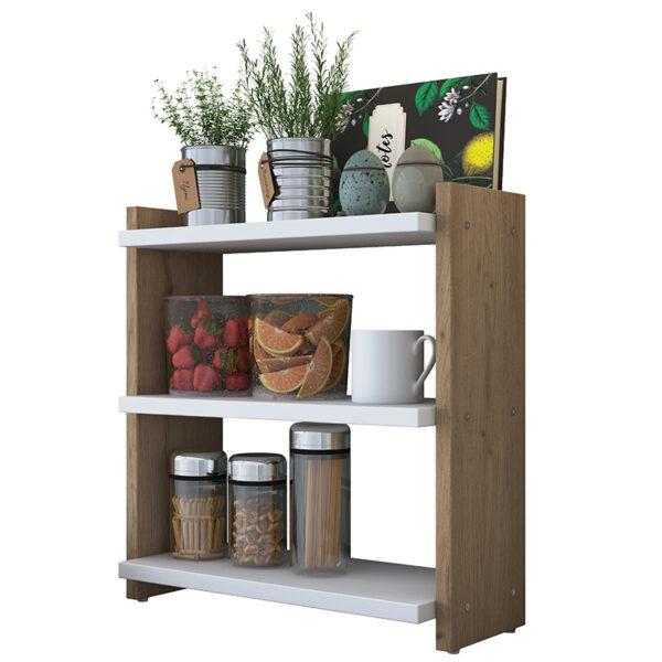 Wall shelf unit Anthia pakoworld walnut-white 43.5x15x45cm 182-000032