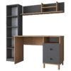 Work desk-shelf unit Goldie pakoworld anthracite-natural 160x50x161.8cm 182-000060