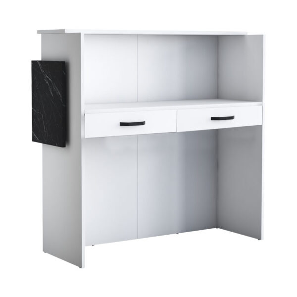 Reception desk Triana pakoworld melamine white-black marble 110x40x110cm 182-000070