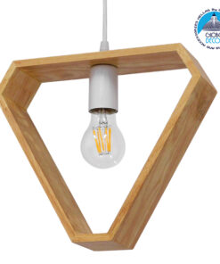 GloboStar® ELISE 01430 Μοντέρνο Κρεμαστό Φωτιστικό Οροφής Μονόφωτο 1 x E27 Μπεζ Ξύλινο Δρυς Μ29 x Π8 x Υ28cm