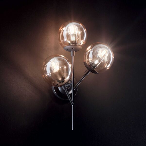 IDEAL LUX Απλίκα Τοίχου KEPLER 3xE27 Μαύρου Χρώματος – 187006