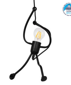 GloboStar® LITTLE MAN 01652 Μοντέρνο Κρεμαστό Φωτιστικό Οροφής Μονόφωτο 1 x E27 Μαύρο Μεταλλικό Φ20 x Υ40cm