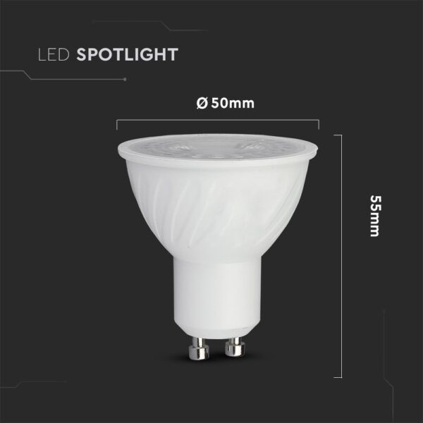 LED Spot Λάμπα GU10 6.5W V-TAC PRO Samsung Chip 38° 480lm Ψυχρό 6400K – 191