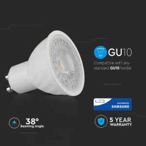 LED Spot Λάμπα GU10 6.5W V-TAC PRO Samsung Chip 38° 480lm Ψυχρό 6400K – 191