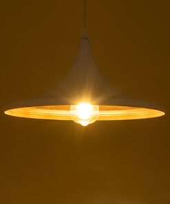 GloboStar® SHANGHAI WHITE 01026-B Μοντέρνο Κρεμαστό Φωτιστικό Οροφής Μονόφωτο 1 x E27 Λευκό Μεταλλικό Καμπάνα Φ37 x Υ17cm