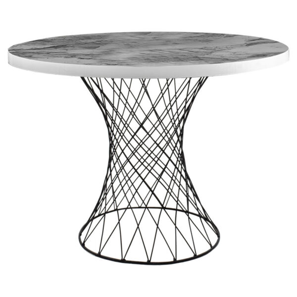 Dining table Roter pakoworld metal black-white marble D90x75cm 190-000049