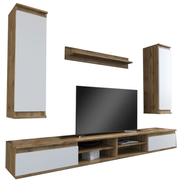 TV unit Sandro pakoworld walnut-white 220x37x160cm 192-000029