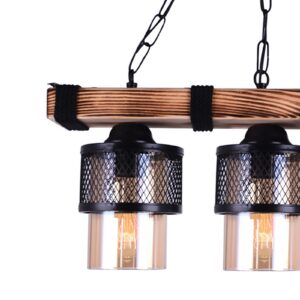 Φωτιστικό οροφής τρίφωτο PWL-1046 pakoworld Ε27 μαύρο-καρυδί 50x15x65εκ 193-000016