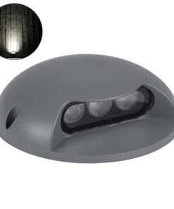 GloboStar® STEP-LUNA 90623 Επιφανειακό Φωτιστικό Σκαλοπατιού – Διαδρόμου LED 3W 345lm 10° DC 24V Αδιάβροχο IP65 Φ12 x Υ3cm Φυσικό Λευκό 4500K – Γκρι Ανθρακί – 3 Χρόνια Εγγύηση