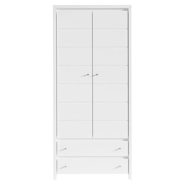 Wardrobe Fansi pakoworld with 2doors and drawers white 90×55.5×200.5cm 195-000017