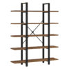 Bookcase Esthon pakoworld walnut-black metal 120x28x180cm 197-000228