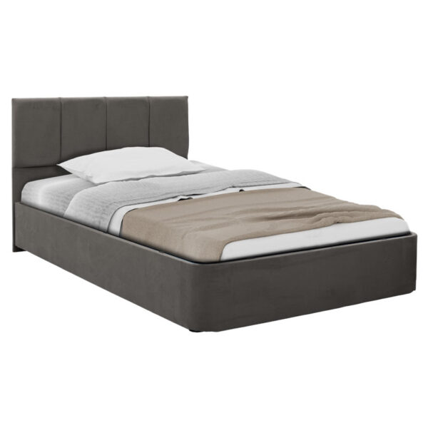 Half Double Bed Cassian I pakoworld fabric color darl grey 120x200cm 197-000238