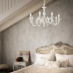 IDEAL LUX Κρεμαστό Φωτιστικό Οροφής JUSTINE 6xE14 Λευκού Χρώματος – 197500