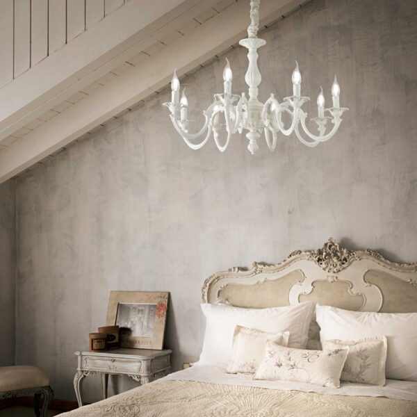 IDEAL LUX Κρεμαστό Φωτιστικό Οροφής JUSTINE 6xE14 Λευκού Χρώματος – 197500