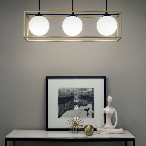 IDEAL LUX Κρεμαστό Φωτιστικό Οροφής LINGOTTO 3xE14 Μαύρου Χρυσού Χρώματος – 198125