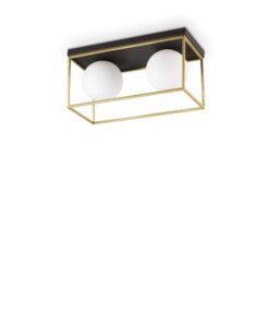IDEAL LUX Πλαφονιέρα Οροφής LINGOTTO 2xE14 Χρυσού-Μαύρου Χρώματος  – 198149