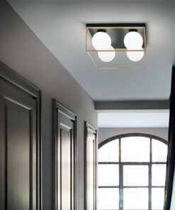 IDEAL LUX Πλαφονιέρα Οροφής LINGOTTO 4xE14 Μαύρου- Χρυσού Χρώματος – 198156