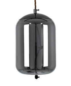 GloboStar® ΑΧΤΟΝ 00753 Μοντέρνο Κρεμαστό Φωτιστικό Οροφής Μονόφωτο Διάφανο Φιμέ Νίκελ Γυάλινο LED AC 100-240V Θερμό Λευκό 2700K Φ18 x Y18cm