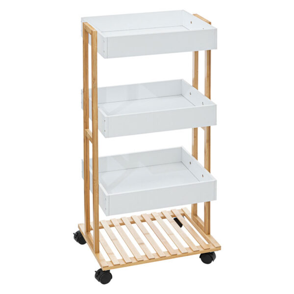 4-Tier trolley Irene pakoworld wooden color natural-white 41x30x88cm 199-000011