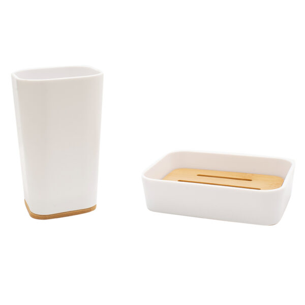 Bath accessories set 2pcsNature pakoworld pp white color 199-000036