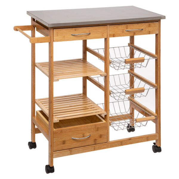 7-Tier trolley Esla pakoworld bamboo natural-white 73,5x37x86cm 199-000130