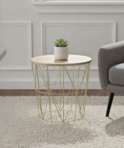 Τραπέζι σαλονιού Kumi pakoworld oak-χρυσό Φ41×40εκ – 199-000175