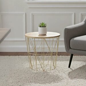 Τραπέζι σαλονιού Kumi pakoworld oak-χρυσό Φ41×40εκ – 199-000175