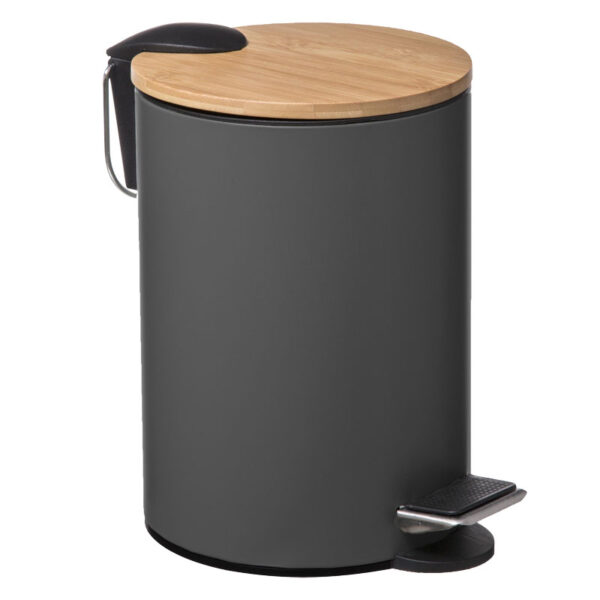 Waste bin 3L Nature pakoworld metallic dark grey- natural 199-000486