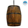 GloboStar® BARREL 00890 Vintage Κρεμαστό Φωτιστικό Οροφής Μονόφωτο 1 x E27 Καφέ Σκούρο Φυσικό Ξύλινο Φ22 x Y29cm