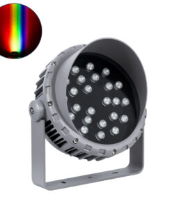 GloboStar® FLOOD-MENA 90649 Προβολέας Wall Washer με Αντιθαμβωτική Γρίλια για Φωτισμό Κτιρίων LED 48W 4080lm 30° DC 24V Αδιάβροχο IP65 Φ25 x Υ18cm Πολύχρωμο RGBW DMX512 – Ασημί – 3 Years Warranty