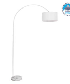 GloboStar® IMPERIAL 01588 Μοντέρνο Φωτιστικό Δαπέδου Μονόφωτο 1 x E27 Λευκό Μεταλλικό Καμπάνα με Λευκό Ύφασμα D34 x H172cm