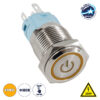 GloboStar® 70774 LED Φωτιζόμενος Διακόπτης Χωνευτός – Μπουτόν On/Off Ανοξείδωτος AC 220-240V Αδιάβροχο IP67 Φ18mm με Angel Eye Πορτοκαλί