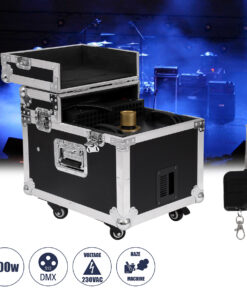 GloboStar® 51170 MERMAID Επαγγελματική Επιδαπέδια Μηχανή Double Haze Machine – Διπλού Εφέ Ομίχλης-Νέφωσης 600W AC 220V-240V DMX512 Display on Body & Ασύρματο Χειριστήριο σε Flight Case – Μαύρο – L49.5 x W38 x H45cm