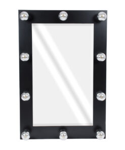 GloboStar® MAKEUP MIRROR-60×90-5 Μοντέρνος Καθρέπτης Μακιγιάζ με Πλαίσιο Φυσικού Ξύλου με Διακόπτη On/Off 10 x E27 AC220-240V – Μ60 x Π7 x Υ90cm – Μαύρος Έβενος