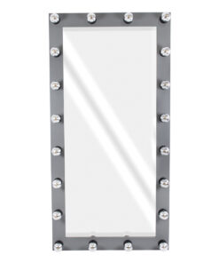 GloboStar® MAKEUP MIRROR-160×80-6 Μοντέρνος Καθρέπτης Μακιγιάζ με Πλαίσιο Φυσικού Ξύλου με Διακόπτη On/Off 20 x E27 AC220-240V – Μ80 x Π7 x Υ160cm – Γκρι Ανθρακί