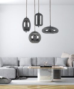 GloboStar® ΑΧΤΟΝ 00751 Μοντέρνο Κρεμαστό Φωτιστικό Οροφής Μονόφωτο Διάφανο Φιμέ Νίκελ Γυάλινο LED AC 100-240V Θερμό Λευκό 2700K Φ30 x Y15cm