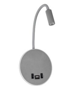GloboStar® GOOSE 61694 Φωτιστικό Τοίχου – Απλίκα LED 6W 600lm 36° AC 220-240V IP20 – Reading Light & 360° Κρυφός Φωτισμός – Φορτιστής USB 3A – Θερμό Λευκό 2700K Γκρι Αλουμίνιο – Μ15.5 x Π22.5 x Υ30cm – 2 Xρόνια Εγγύηση